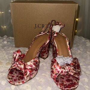 J. Crew Satin Floral Sandal Heel - 7.5